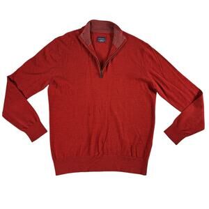 UNTUCKit 100% Extra‎ Fine Merino Wool Quarter-zip Sweater Mens Size Medium Red